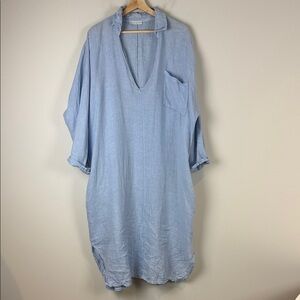 Ridley Size Small Light Blue V-Neck Tunic Caftan Oversized Dress